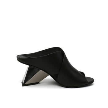 În 2020, Noi Femeile De Moda Din Piele Papuci Cu Toc Rotund Toe Pantofi De Bază Pantofi De Înaltă Calitate, Sandale De Vara Pantofi De Femeie