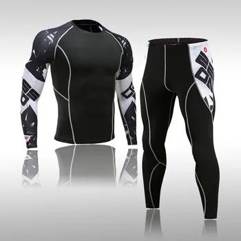 De iarnă pentru Bărbați Îmbrăcăminte de Compresie Seturi de Lenjerie de corp Sudoare Uscare Rapidă Lenjerie de corp Termică pentru Bărbați Meggings Sport Îmbrăcăminte