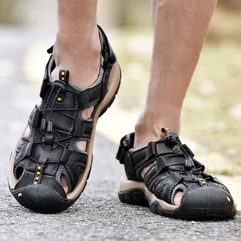 2020 Nouă Bărbați Sandale de Vara din Piele Barbati, Sandale de Plajă Roma Sandale Gladiator Barbati Pantofi Casual în aer liber, pantofi pentru Bărbați de Mari Dimensiuni 48