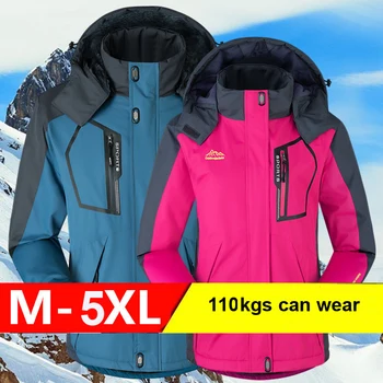 Barbati pentru Femei de Iarnă Jachete de Schi Capota protecție împotriva vântului Supradimensionat M-5XL Blană Haină Călduroasă Pentru Alpinism, Pescuit, Drumeții Montane Haine