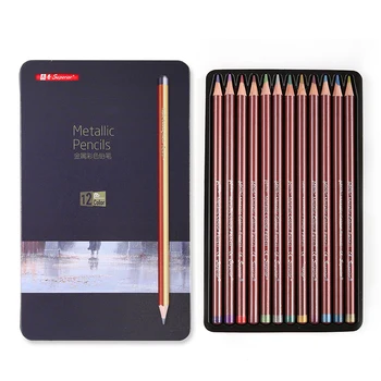 Superior 12Colors Metalice Colorate Creion Non-toxice Lemn de Culoare Creion Pentru Artist Profesionist Desen Scrie de Artă