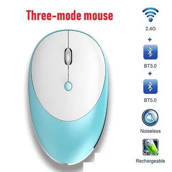 Noi Trei-modul de Mouse-ul fără Fir Bluetooth 5.0+ 3.0+2.4 G Mouse-ul Mut Reîncărcabilă Mouse-ul Ultra-Subtire Roz din Aluminiu Mouse-ul fără Fir