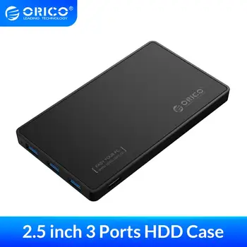 ORICO 2.5 inch HDD/SSD, USB3.0 Hard Disk Caz cu 3 Porturi USB3.0 HUB HDD Cabina Instrument Gratuit pentru 7mm/9.5 mmHDD SSD