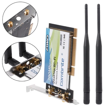 AR9223 PCI 300M 802.11 b/g/n Wireless WiFi Card pentru Desktop Laptop 6DB Antena