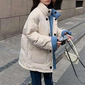 Gotic Bumbac Căptușit Jacheta Femei 2020 Moda De Iarna Gros Simplu Student Pâine Hanorace Jachete Negre Coreean Vrac Top Tineret