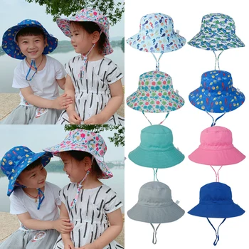 Copil de vara Pălărie pentru Fete Baieti Copii Pălărie Găleată de Primavara Toamna Călătorie Plaja Pălărie Copil Capac Pălării de Soare cu Vânt Coarda 16 Culori