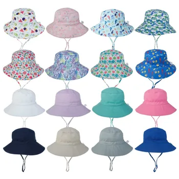 Copil de vara Pălărie pentru Fete Baieti Copii Pălărie Găleată de Primavara Toamna Călătorie Plaja Pălărie Copil Capac Pălării de Soare cu Vânt Coarda 16 Culori