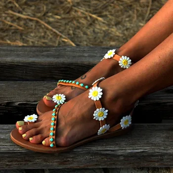 Pantofi De Vara Pentru Femeie Sandale Gladiator Femei Pantofi Plat Moda Știu Flori Boho Sandale De Plaja Doamnelor Plus Dimensiune 44