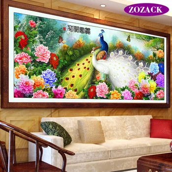 Zozack,lucru Manual,DIY DMC cruciulițe,Seturi Pentru Broderie kit Păun flori de bujor figura de imprimare Numărat Eco-Cusatura decor