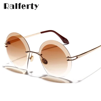 Ralferty Rotund ochelari de Soare Femei 2019 Brand de Lux fără ramă Transparentă Ochelari de Soare de sex Feminin Nuante gafas de sol mujer oculos W18907