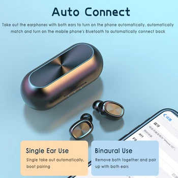 TWS Bluetooth 5.0 Căști fără Fir, Căști Cu Microfon Sport rezistent la apa Mini Căști Căști Pentru IOS Android