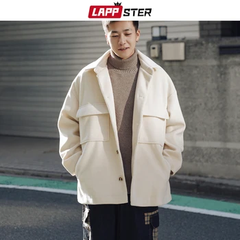 LAPPSTER coreean Buzunar Iarnă Haină de Lână pentru Bărbați 2020 Bărbați Japonezi Streetwear Harajuku Palton Barbati Vintage Designer de Paltoane Jachete