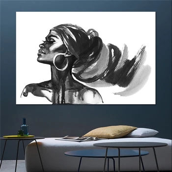 Alb și negru Femeie din Africa de Arta Canvas Tablou Modern Art Portret Panza Printuri Cuadros Cameră Decor de Birou Panza Printuri