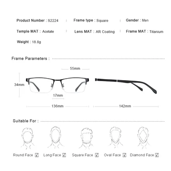 MERRYS DESIGN Bărbați Aliaj de Titan Ochelari, Rame de Ochelari de vedere de Afaceri Stil Optic Rama TR90 Picioare S2224