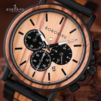 Relogio masculino BOBO PASĂRE de Lemn Bărbați Ceas de Lux Elegant din Lemn Ceasurile Cronograf Militare Cuarț Ceasuri in Cutie de Cadou