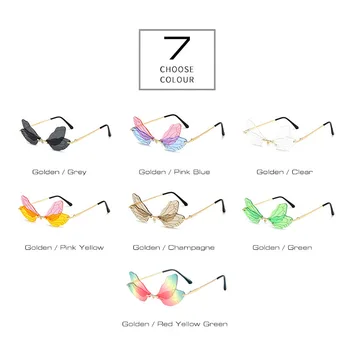 SHAUNA Unic Libelula Aripa ochelari de Soare Moda pentru Femei Dublu Culori fără ramă Nuante UV400
