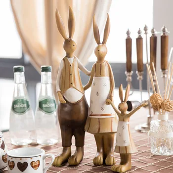 Rășină de familie iepure figurine de epocă statuie iepuri de nunta decor acasă meserii cameră de decorare obiecte de rășină figurine de animale