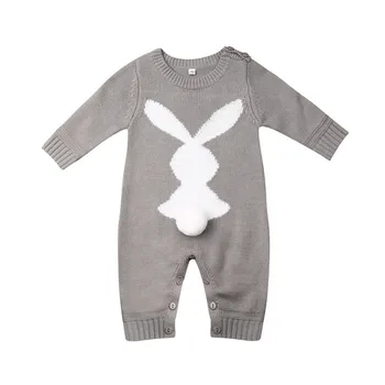 0-24 Luni Băiețel Nou-Născut Fată Salopetă Bunny Tricotate Din Lână Salopetă Pentru Fete Haine Copilul De Toamna Iarna Iepure Băieți Costume
