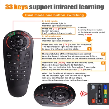 G30 Voce de la Distanță de Control 2.4 G Wireless Air Mouse Microfon, Giroscop 33 Taste IR de Învățare pentru Android Tv Box pentru x96max T95Q