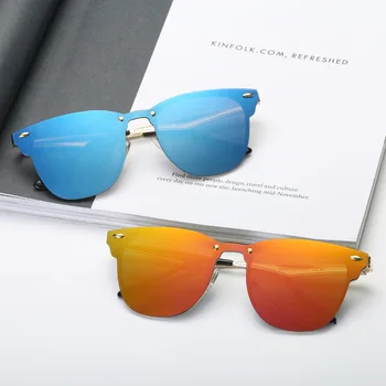Noul design de lux-o singură bucată de Ochi de pisica ochelari de Soare Moda de metal colorat broaște trend popular ochelari de soare pentru bărbați și femei