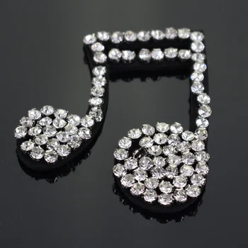 1set cu Margele Alb Diamant Notă Muzicală Insigne Coase pe Cristal cu Aplicatii de Haine Pălărie Patch-uri de Artizanat lucrate Manual Broșe B88