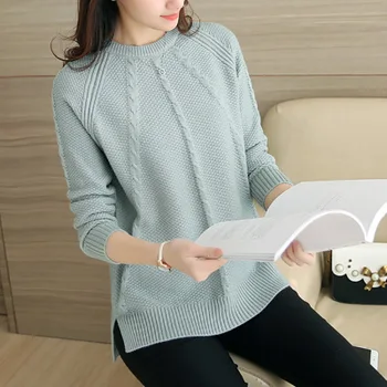 Stil coreean femeii pulover Pulover de Primavara/Toamna de Moda, Versatil Doamna Topuri Largi Supradimensionate O-Gât Jos de sex Feminin Tricotaje