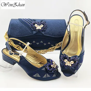 D. Albastru mai Noi Pantofi si Geanta Seturi mai mici Moale, Toc Pantofi italieni cu Saci de Potrivire de Înaltă Calitate Femei Stil 38-43 WENZHAN b02-19