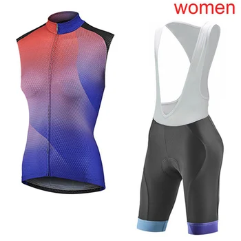 Ropa Ciclismo 2019 Femei Ciclism Jersey Set Scur fără Mâneci bicicleta vesta salopete, pantaloni scurți de biciclete de îmbrăcăminte în aer liber Sport Y0509