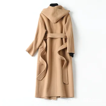 Toamna și iarna nou stil coreean vrac simplu casual pentru femei de moda cașmir haina femeilor față-verso de lână cu glugă haina
