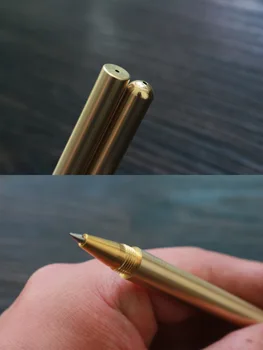 Creion Retro Alamă Stilou de Aur Pur Pix Metalic Cu Mâna Tactical Pen Cupru Cadou Stilou de Supraviețuire în aer liber EDC Camping Întrerupător de Sticlă de Viteze