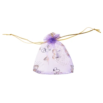 100buc Fluture Cordon din Organza Cadou de Nunta Bijuterii Bomboane Saci Husă violet