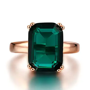 Pătrat pietre pretioase smarald cristal verde Inele pentru femei 18k crescut de culoare de aur de bijuterii bijoux bague ruby zircon diamant cadouri de partid