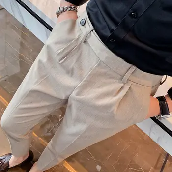 IEFB /îmbrăcăminte pentru bărbați glezna-lungime pantaloni costum de sex masculin 2021 primavara la moda all-meci business casual slim fit pantaloni drepte 3628