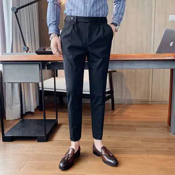 IEFB /îmbrăcăminte pentru bărbați glezna-lungime pantaloni costum de sex masculin 2021 primavara la moda all-meci business casual slim fit pantaloni drepte 3628