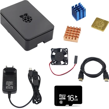 Pentru Raspberry Pi 3B+ /3/2 Kit ABS Caz + Ventilator de Răcire + Adaptor de Alimentare cu Comutator + radiator + Cablu HDMI + card SD 16GB