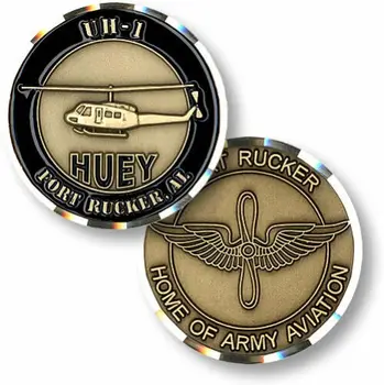 Elicopter Huey UH 1 Fort Rucker Armata Moneda St, USAF monede rotunde, 40*3mm, suvenir de arte