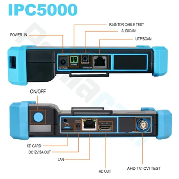 5 inch rețea coaxial HD tester monitor IPC5200 Plus HDMI, intrare VGA analogic testul POE AHD TVI, CVBS CVI