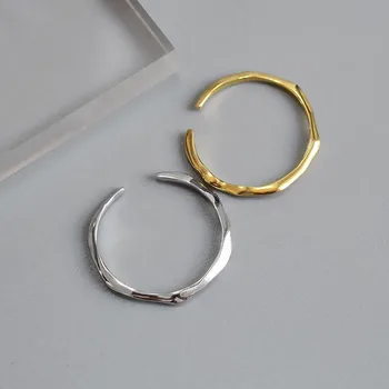 Silvology Argint 925 Linie Subțire Coada Inel Elegant Minimalist Colocare Deschide Inele pentru Femei Neregulate Simplu Bijuterii