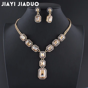Jiayijiaduo Mireasa Petrecerea de Nunta Bijuterii set bijoux femme cadou bijuterii seturi pentru femei de culoare de Aur galben de cristal colier