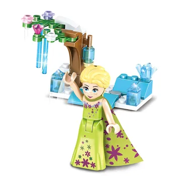 Kitoz 8-în-1 Anna Elsa Scântei Castelul de Gheata Sirena Kristoff Princess Snow Queen Bloc Jucărie pentru fete compatibil cu