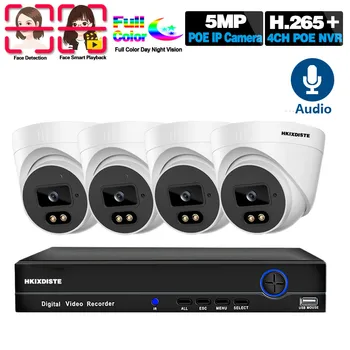 H. 265 4CH 5MP POE NVR Kit aparat de Fotografiat CCTV, Sistem de Securitate Kit Ai Audio Video, camere de Supraveghere IP HD de Monitorizare aparat de Fotografiat Kit Sistem de 5mp