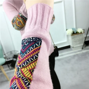 2020 Nouă Femei pulovere și Pulovere O-Neck Maneca Lunga de Toamna, Iarna Stil Etnic Tricot Jumper Topuri Femei Tricotaje