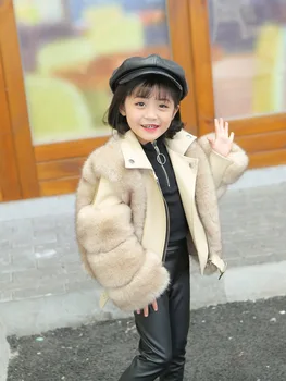 2020 NOU !! Fata jacheta de iarna / blană de Vulpe sacou în mami și mi-stil / Familie de potrivire haina pentru iarna
