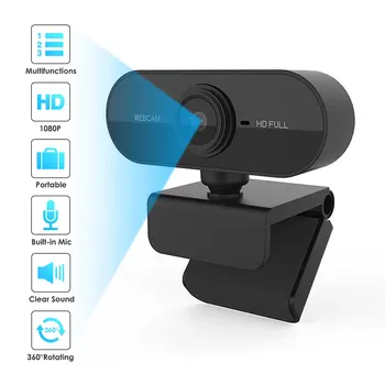 1080P HD la Computer prin USB Webcam cu 360 de Grade de Rotație de Bază Autofocus Camera Web w/Microfon pentru Apel Video pentru PC Cam Suport Mac Win