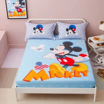Desene animate Mickey Mouse Cearceaf husa pentru Saltea de pat Lenjerii de pat Cearceaf de Pat Cu Elastic Dublu Queen-Size Cearceaf 180X200CM