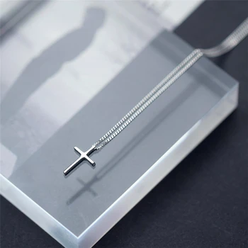 Pandantiv cruce Simplă de Argint 925 Clavicula Lanț Proaspătă Temperament, Personalitate de sex Feminin Colier SNE294