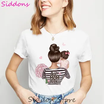 Cel mai bun Îmbrățișeze Mama Fiul Urs de sex Feminin T-shirt Viața Mamei tricou Femei Teuri Super Mama Îmbrăcăminte de Vară 2020 Alb cu Maneci Scurte Topuri Doamnelor
