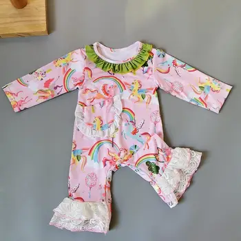 2019 roz cal Copilul Nou Nou-născuți salopete Copii Băieți Fete Salopetă Haine cu Maneca Lunga pentru Sugari Salopeta Pijama de Îmbrăcăminte pentru Copii