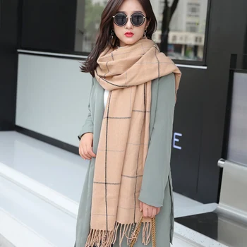 Eșarfe Femei Gros All-meci Carouri Doamne Elegante Lungi Împachetări coreeană Stil Casual, Iarna Cald de Înaltă Calitate Moale Femei Eșarfă
