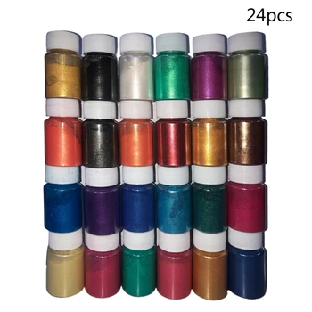 1 Set 24 Culori Cosmetice Clasa Perlate Mica Naturală Minerală Pulbere de Rășini Epoxidice, Vopsea Perla Pigment Bijuterii DIY Meserii